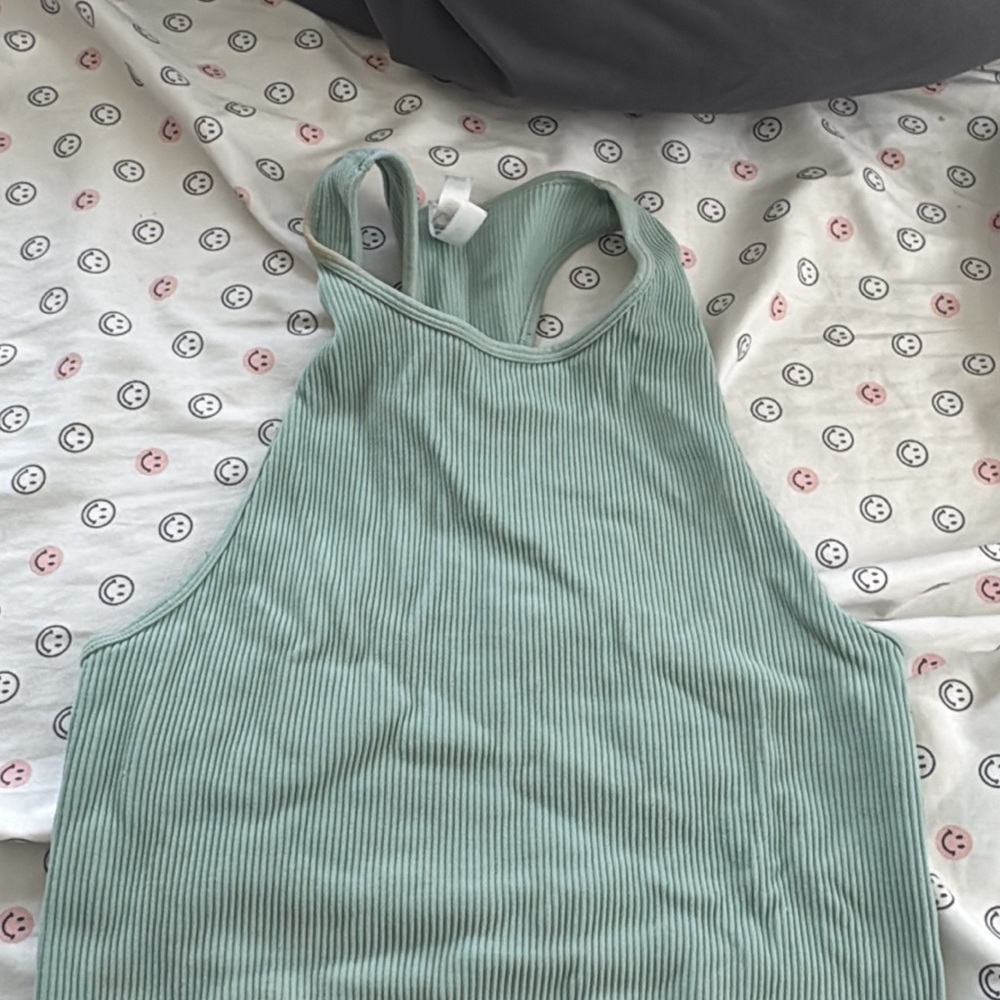 Ribbed Racerback Tank Top in Sage Green